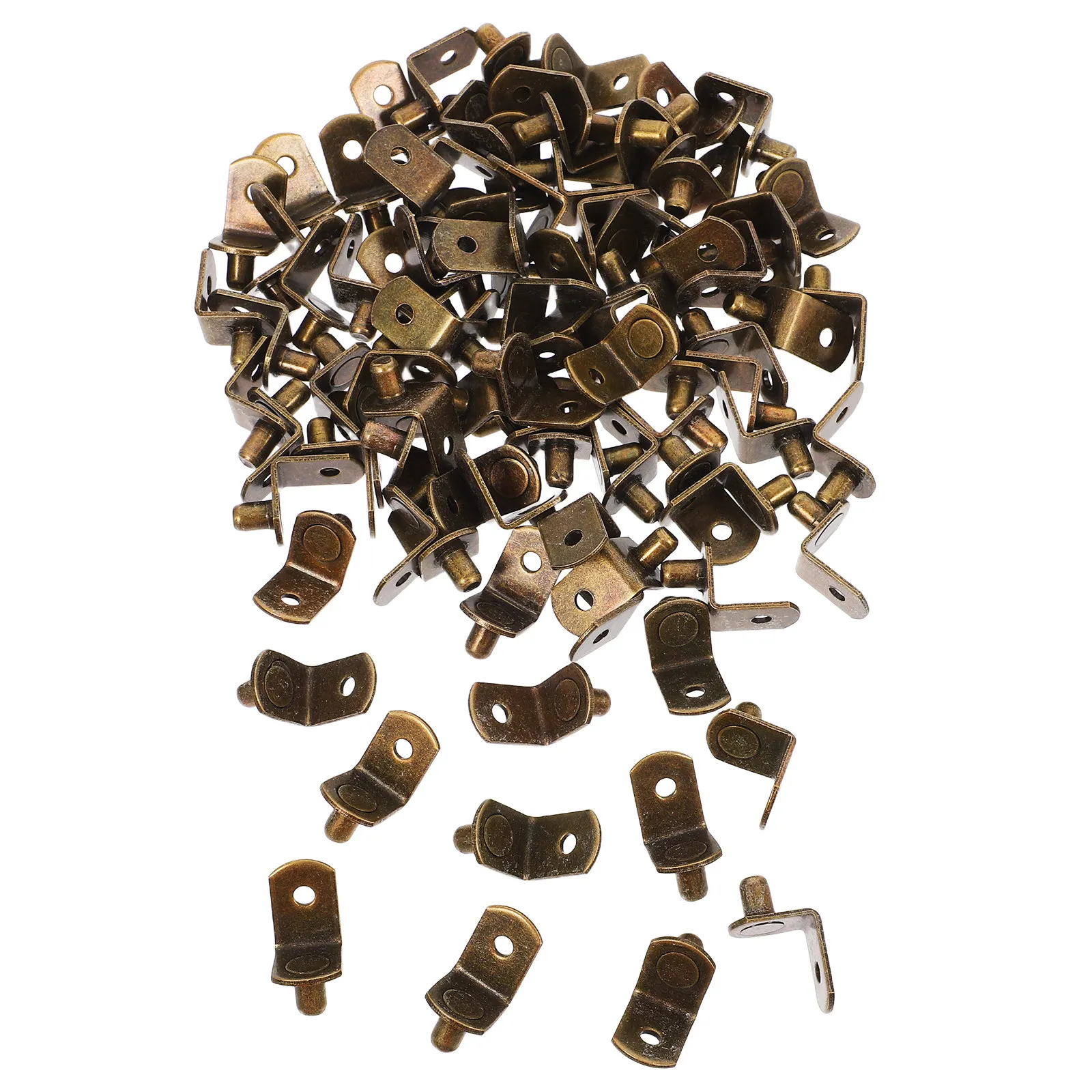 100Pcs Iron Retro Shelf Pegs Fits Pre-Drilled Holes Sturdy Wooden Shelf Support Cabinet Bookcase Closet Kitchen Hardware Clips