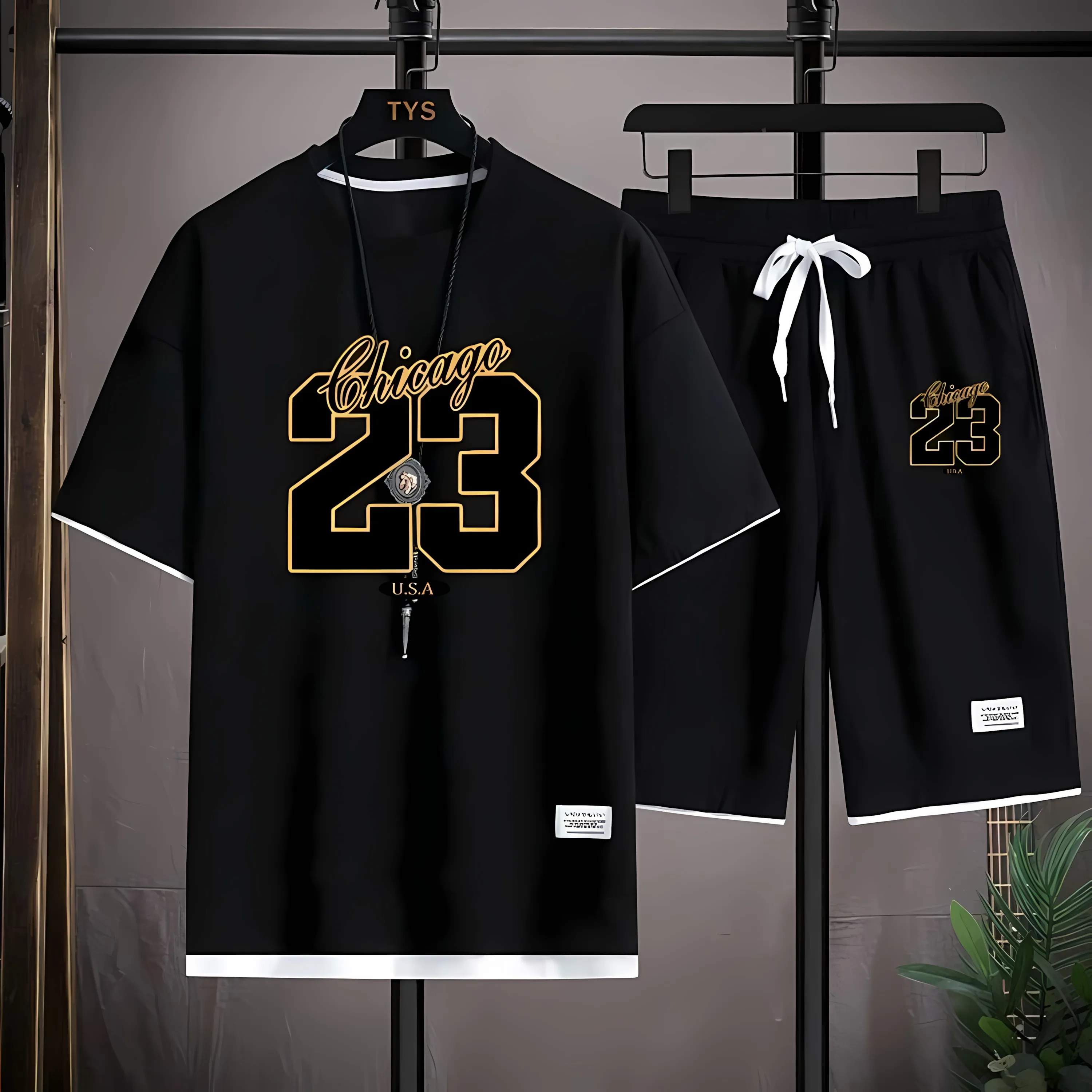 The 2026 summer new men's set features street fashion casual comfort softness breathability and 3D digital pattern printing