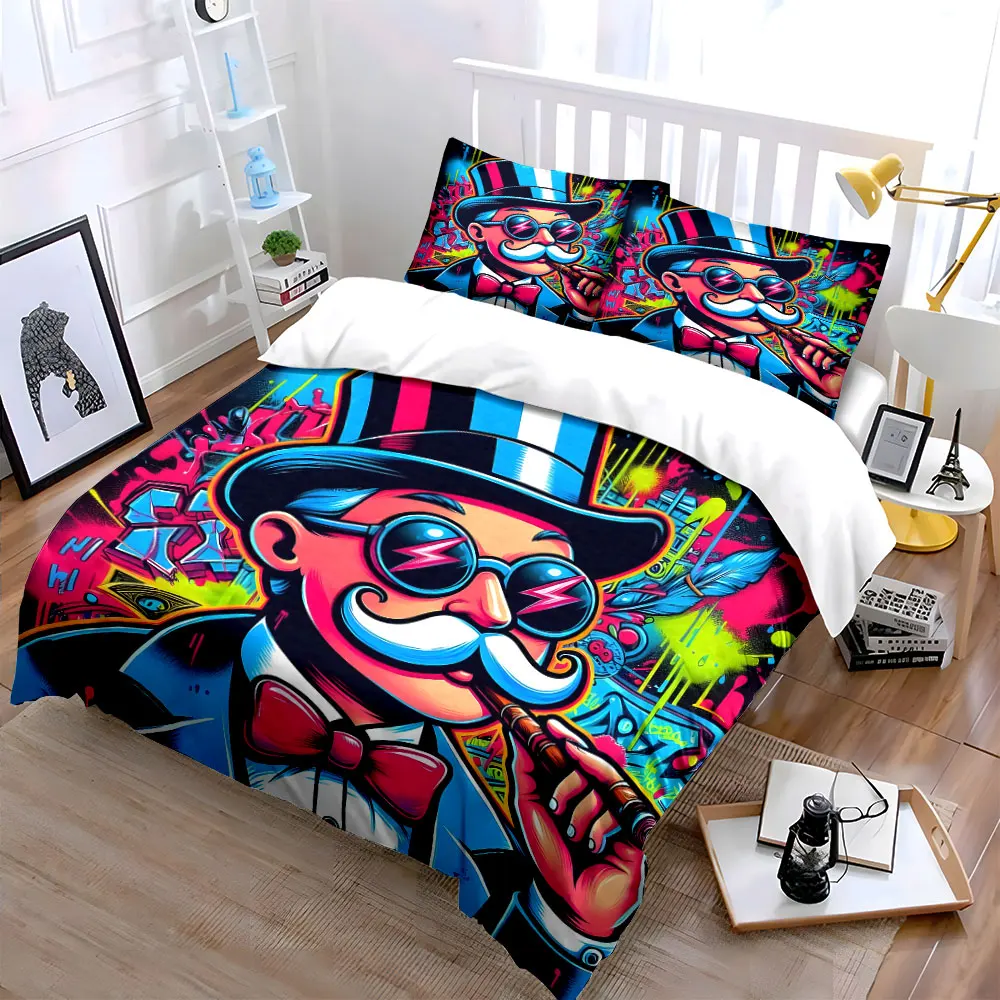 Neon Vibrant Gentleman Illustration Print Soft Comfortable Duvet Cover Bedding Set Included 1*Duvet Cover 2*Pillowcases