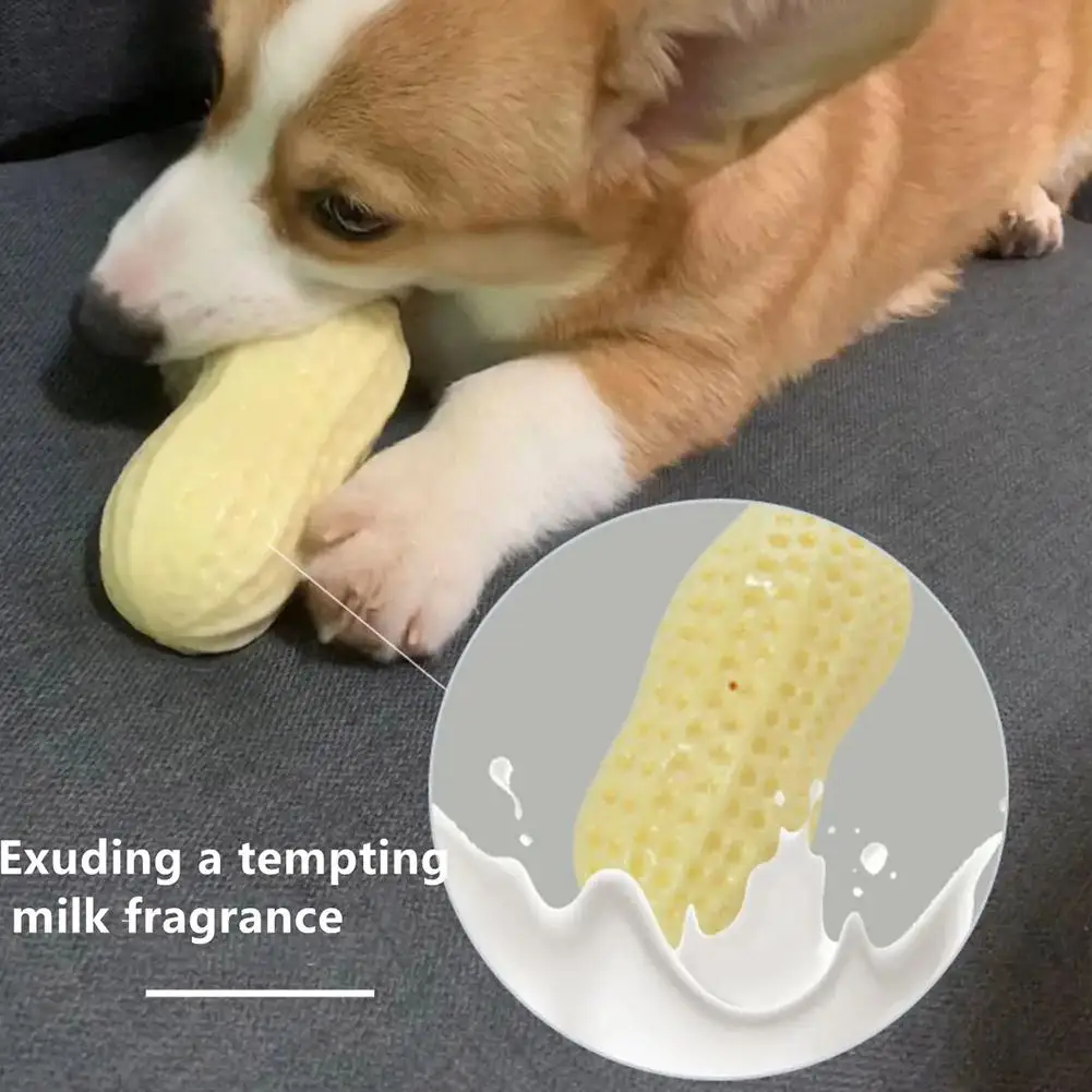 Interactive Peanut Dog Toy Bite-resistant Molar Toy Ball With Squeaker Perfect Teeth Grinding Accessory For Puppies And C3p7