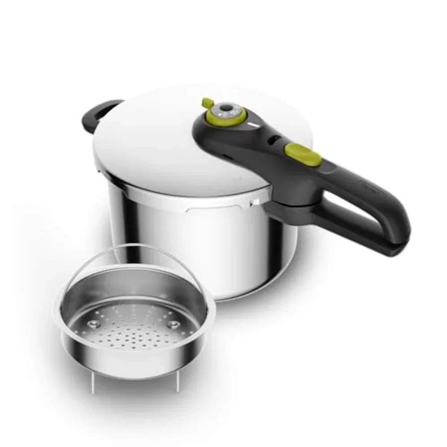 

Secure Stainless Steel, 6.3 Quart, Steam Basket, Induction, Secure Locking System, Easy and Safe Opening, Compatible with All C