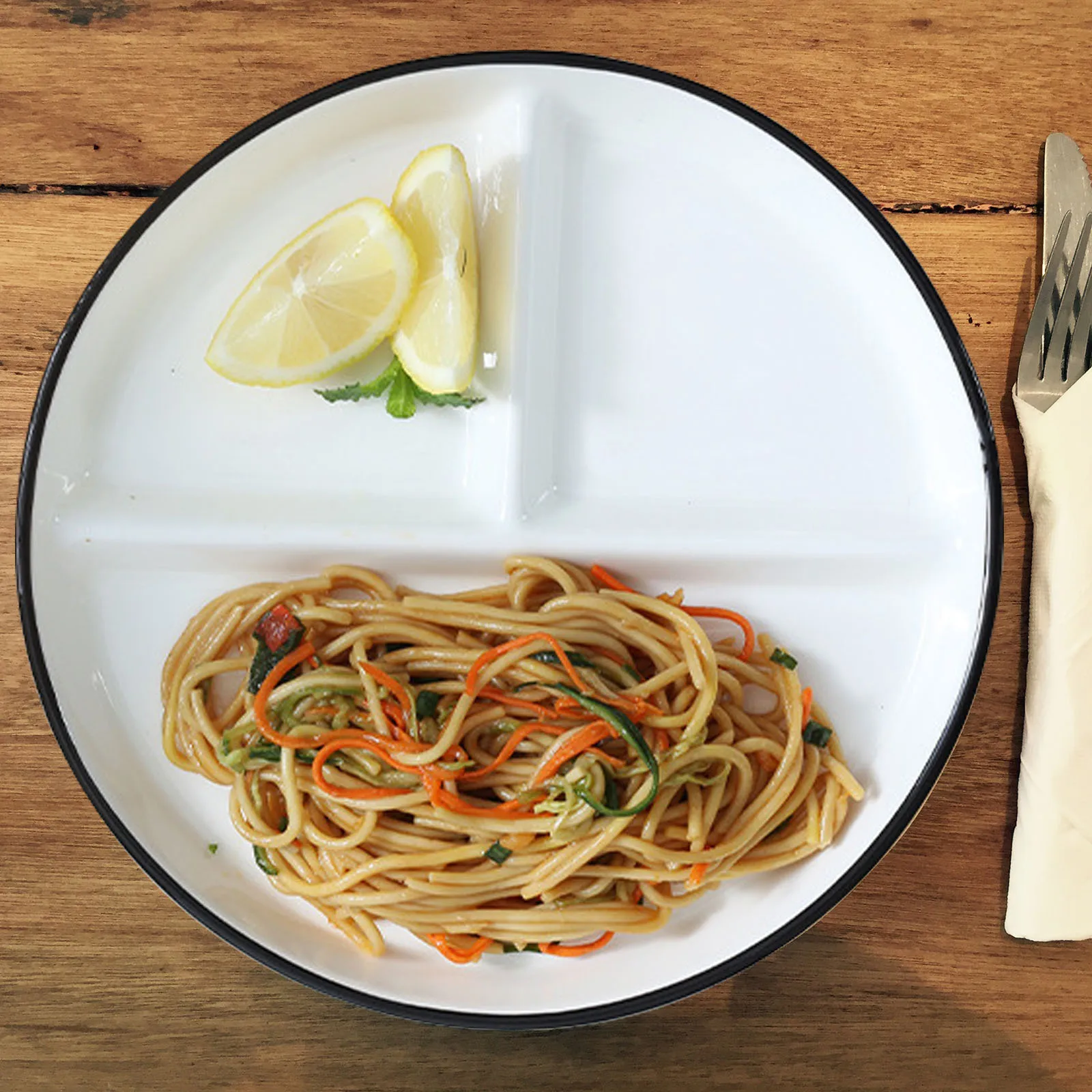 

1Pcs Divided Ceramic Dining Plate Portion Control Dish Microwave Oven Safe Household Tableware Snack Serving Dish