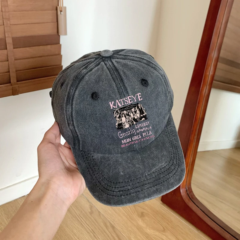 Katseye Fashion Popular Women Baseball Caps Sweet Cute Anime Printed Girl Peaked Cap Cartoon Couple Hat Sunhat Birthday Gift New