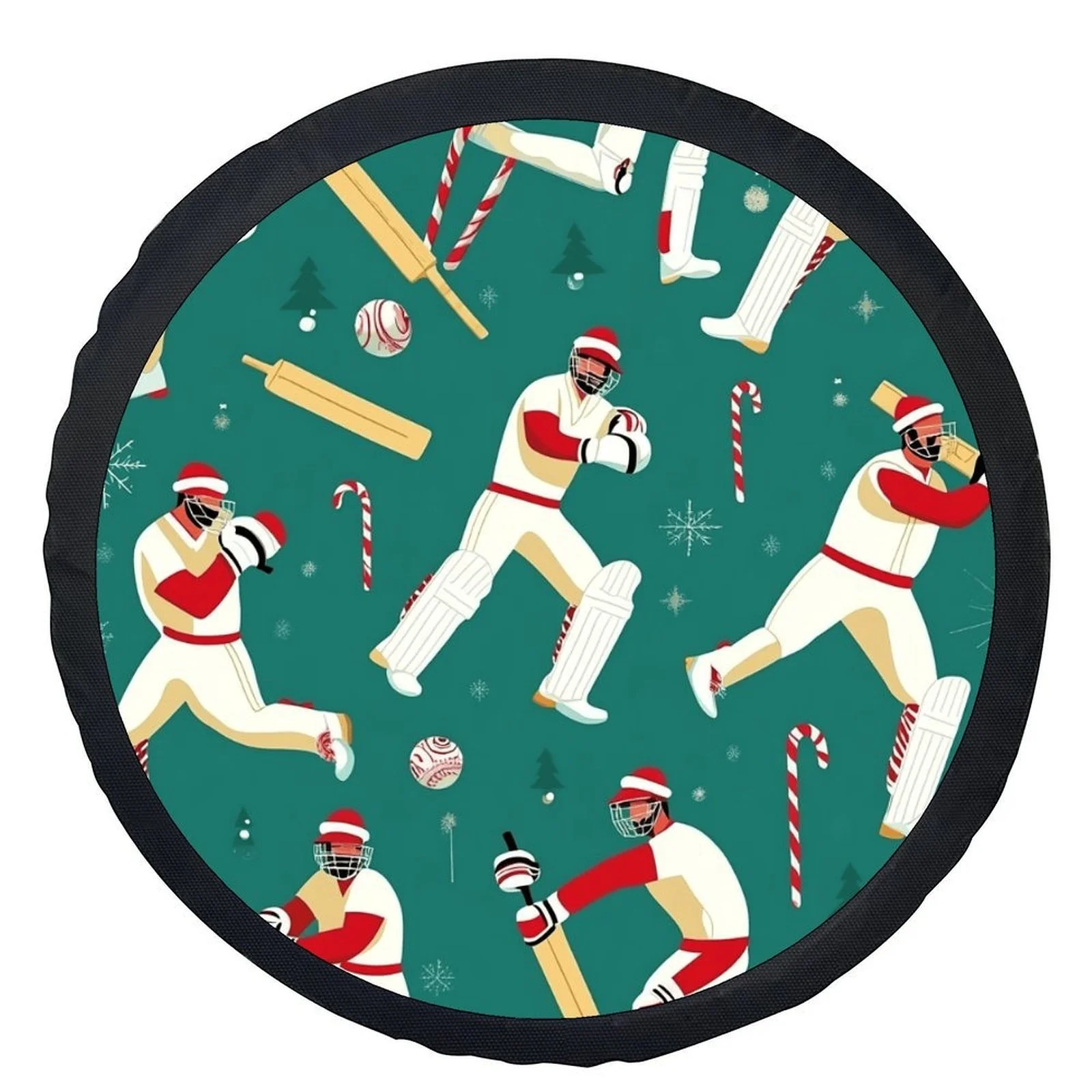 Christmas Cricket Players Tire Cover Universal Polyester Wheel Protector Cover for Cars