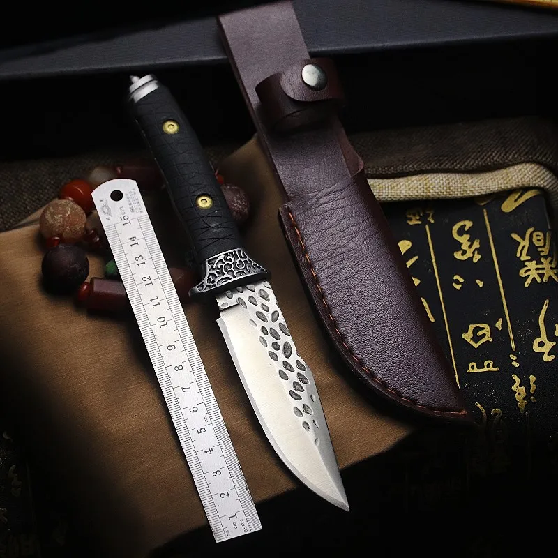 Hand forged sharp Nordic outdoor tactical straight knife home slicing meat separation knife family camping hunting knife