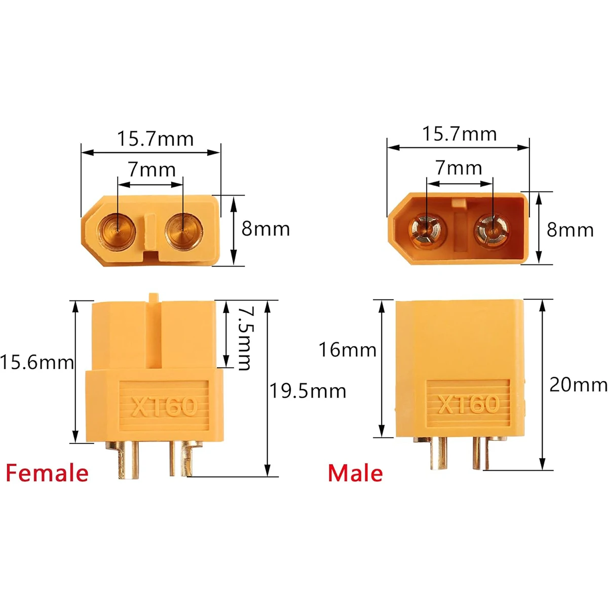 6pcs Amass XT60 connector XT-60 Male Female Bullet Plug For RC Lipo Battery