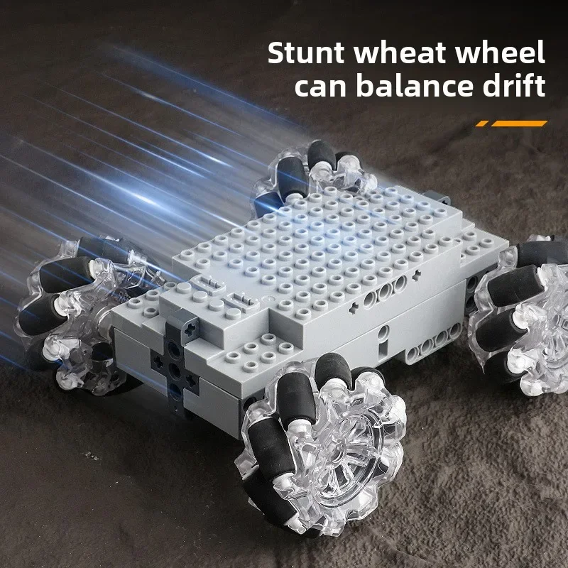 مجموعة بناء MOC متوافقة مع هيكل السيارة RC نموذج كهربائي مع عجلات Mecanum لعبة جذعية للأطفال
