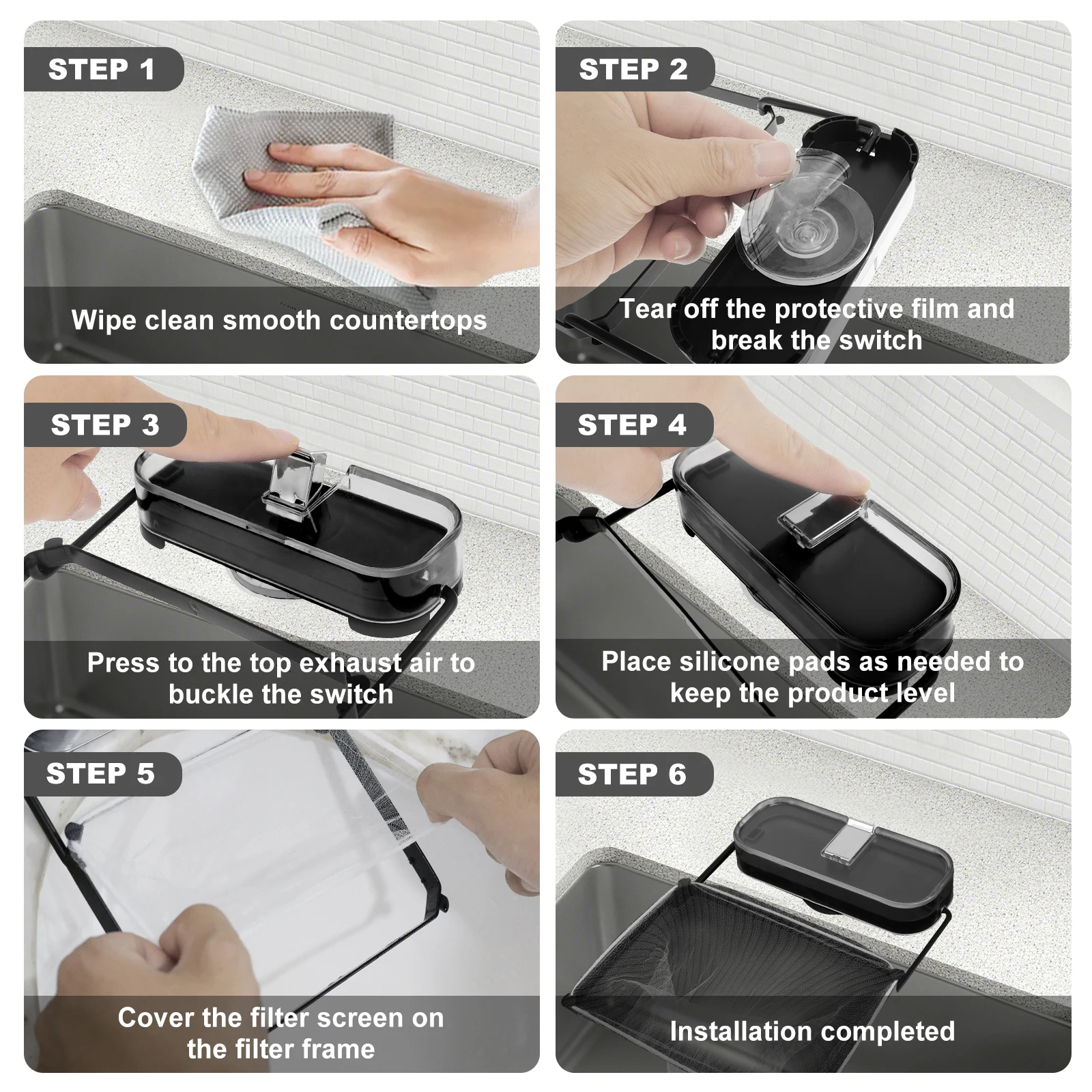 1/2Pcs Suction Cup Sink Filter Rack with 50/100 Filter Mesh Bag Folding Sink Food Catcher Filter Reusable Kitchen Sink Food