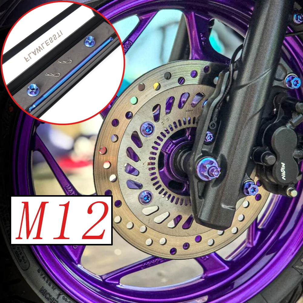 FLAWLESSTI M12x246-356 1.25 Pitch With Nut Gr5 Titanium Front Rear Axle For Forza 350 PCX 160 Giorno 125