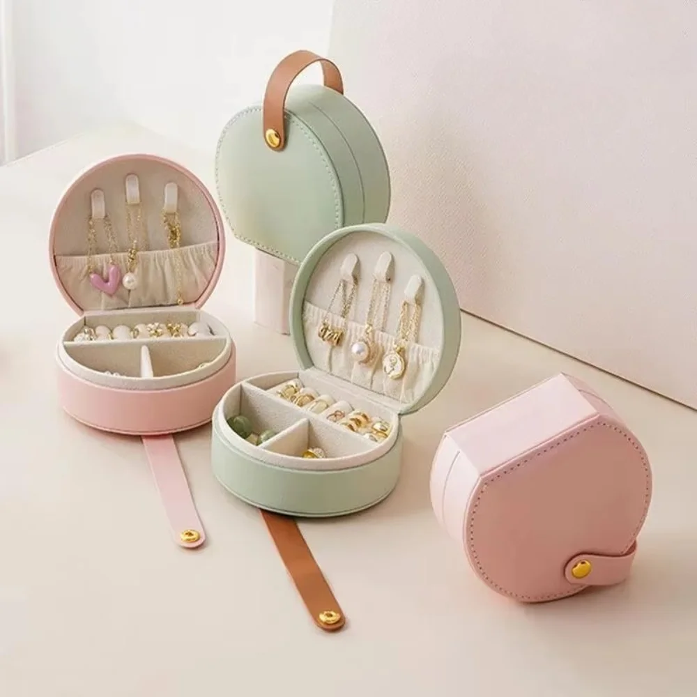 1PC Mini Jewelry Organizer Display Travel Jewelry Case Boxes Earrings Necklace Ring Portable Handbag Jewelry Box Leather Storage