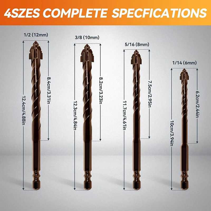 10/7PCS Serrated Drill Bits Set High Strength Special Serrated Twist Bits 3-12mm  For Concrete/Tile/Glass Drilling Tools Set