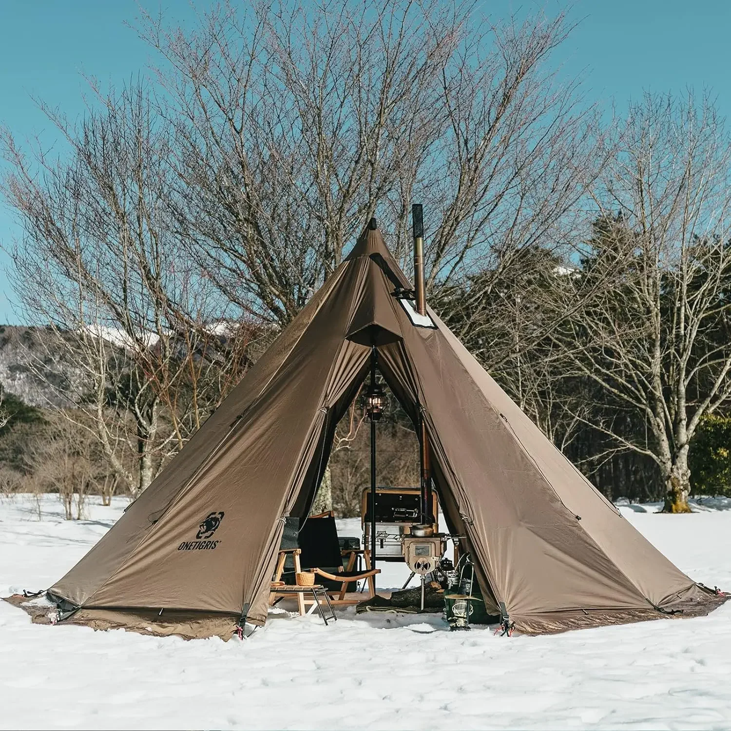 حصن صخري-خيمة ساخنة مع مقبس موقد ، 4-6 أشخاص ، خيمة Tipi للموسم الرابع للتخييم العائلي ، حقائب الظهر ، مقاومة للماء والرياح