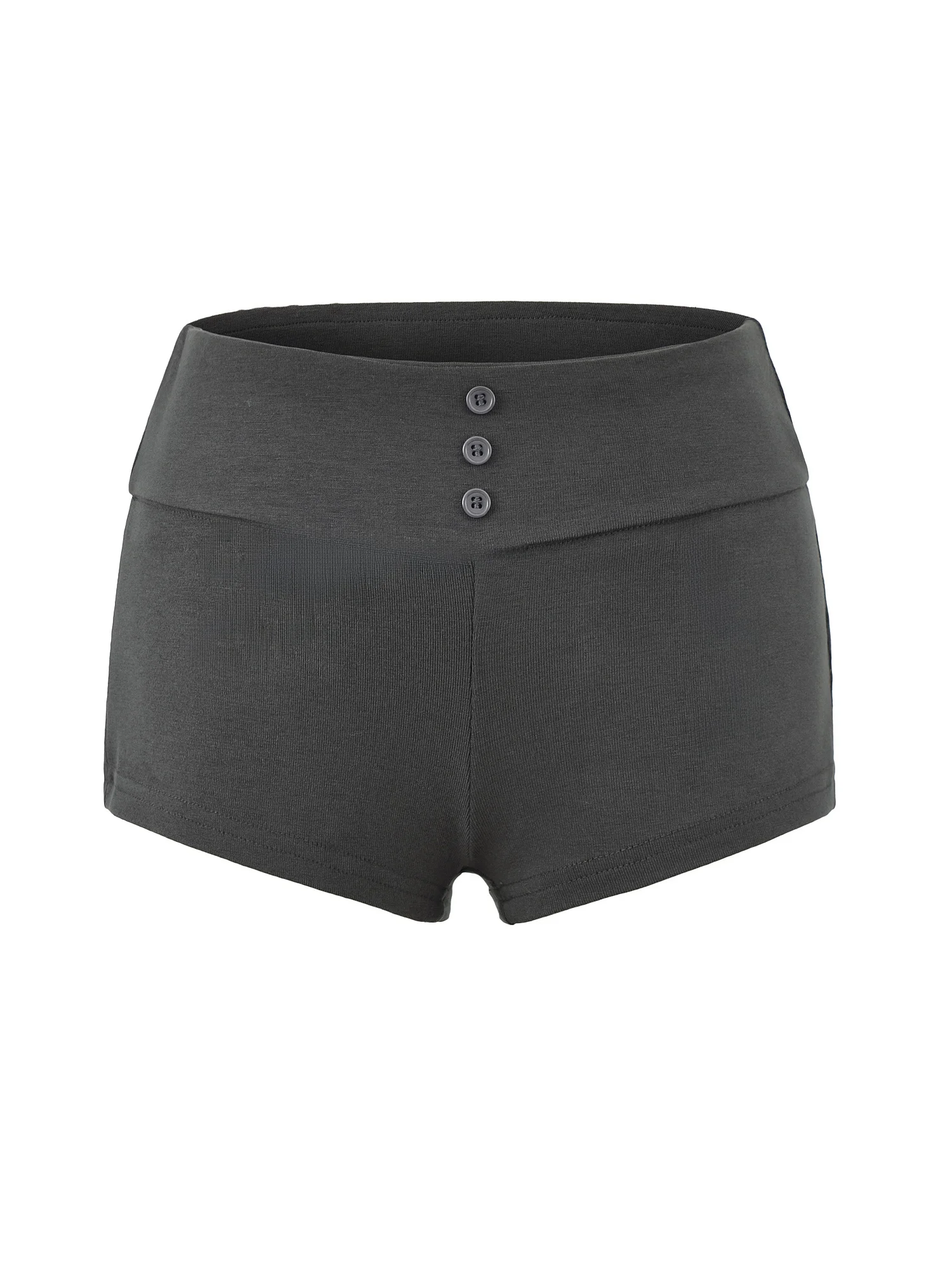 

Low Waist Elastic Slim Fit Short Pants Women's Fashionable Button Design Sexy Hot Pants Retro American Style Casual Trousers