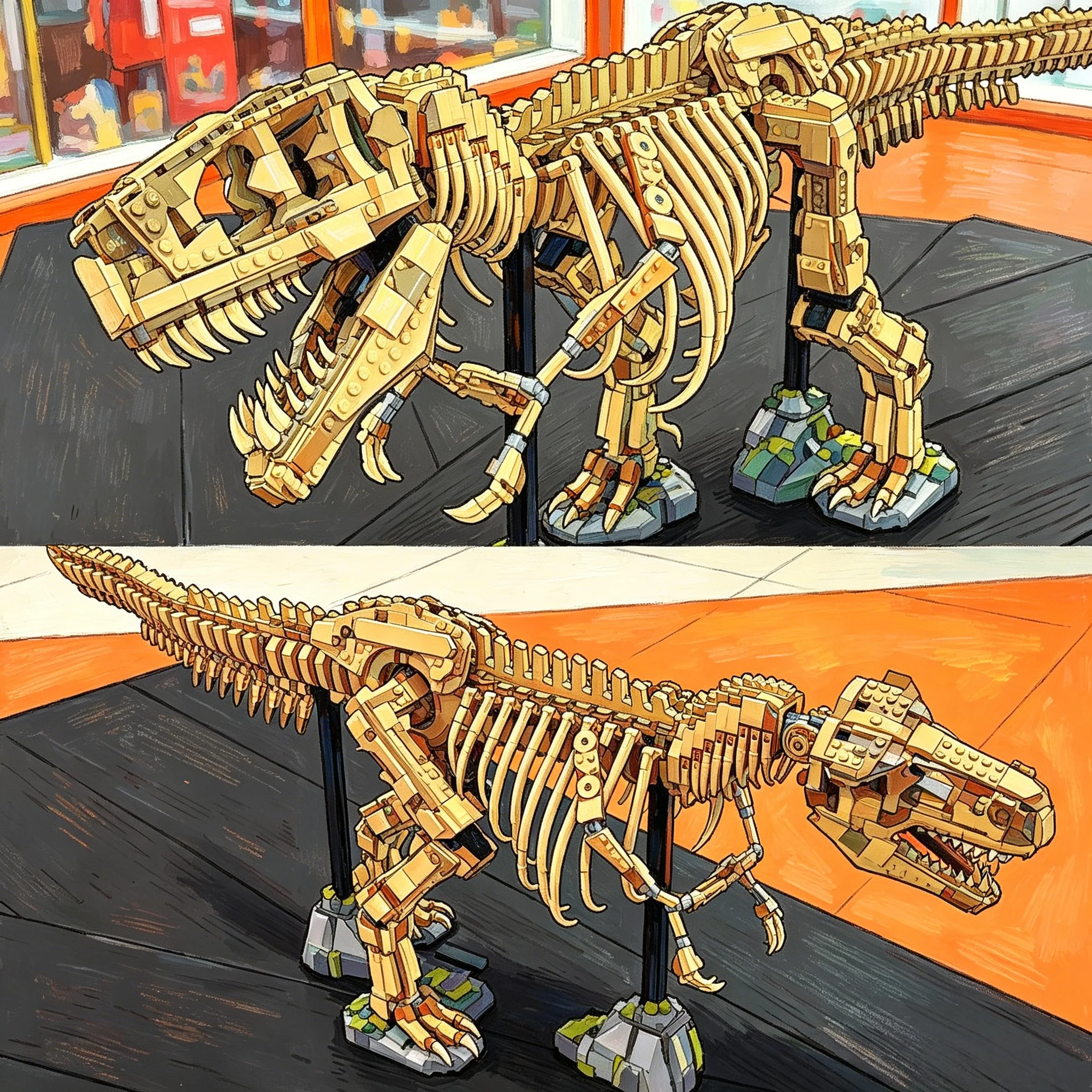 Blocs de construction de fossiles de dinosaures, modèle de squelette de T-Rex, ensemble de jouets d'assemblage créatif, cadeau de vacances pour les passionnés, 3145 pièces
