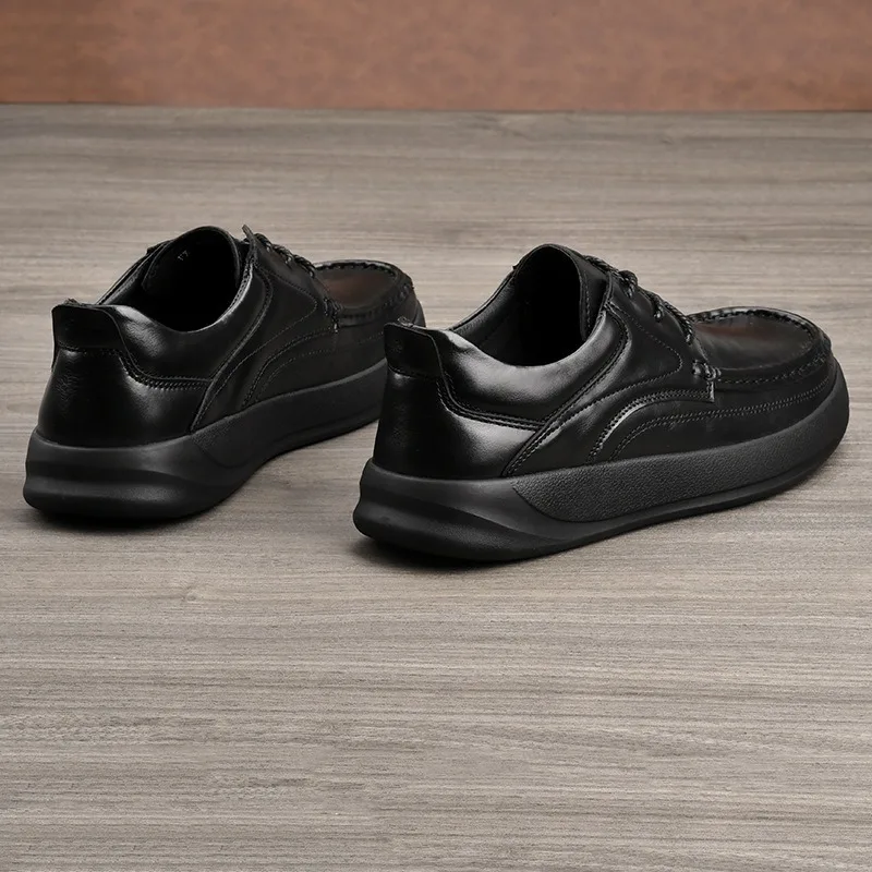 High Quality Genuine Leather Casual Men's Shoes Soft Sole Comfortable Leather Shoes for Men Thick Sole Business Men's Sneakers