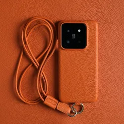 Luxury Cowhide Genuine Leather Case For Xiaomi 14T Pro 14T 14pro 13pro 11T 13Ultra Strap Crossbody Lanyard Phone Cover Coque