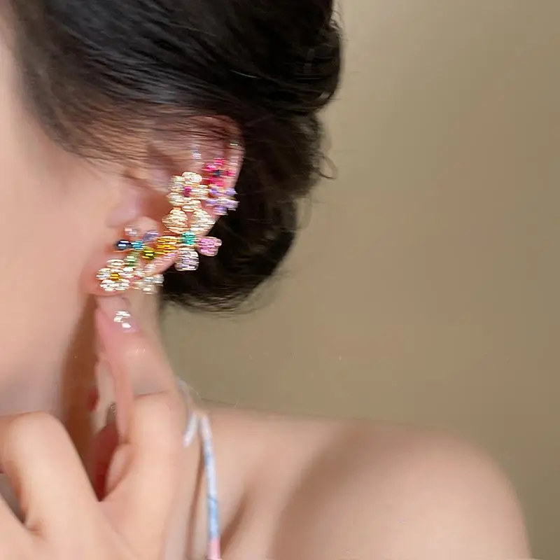 Elegantly Designed Zircon Flower Earrings in Romantic Colors for Women and Girls, Perfect for Parties and Gifting.