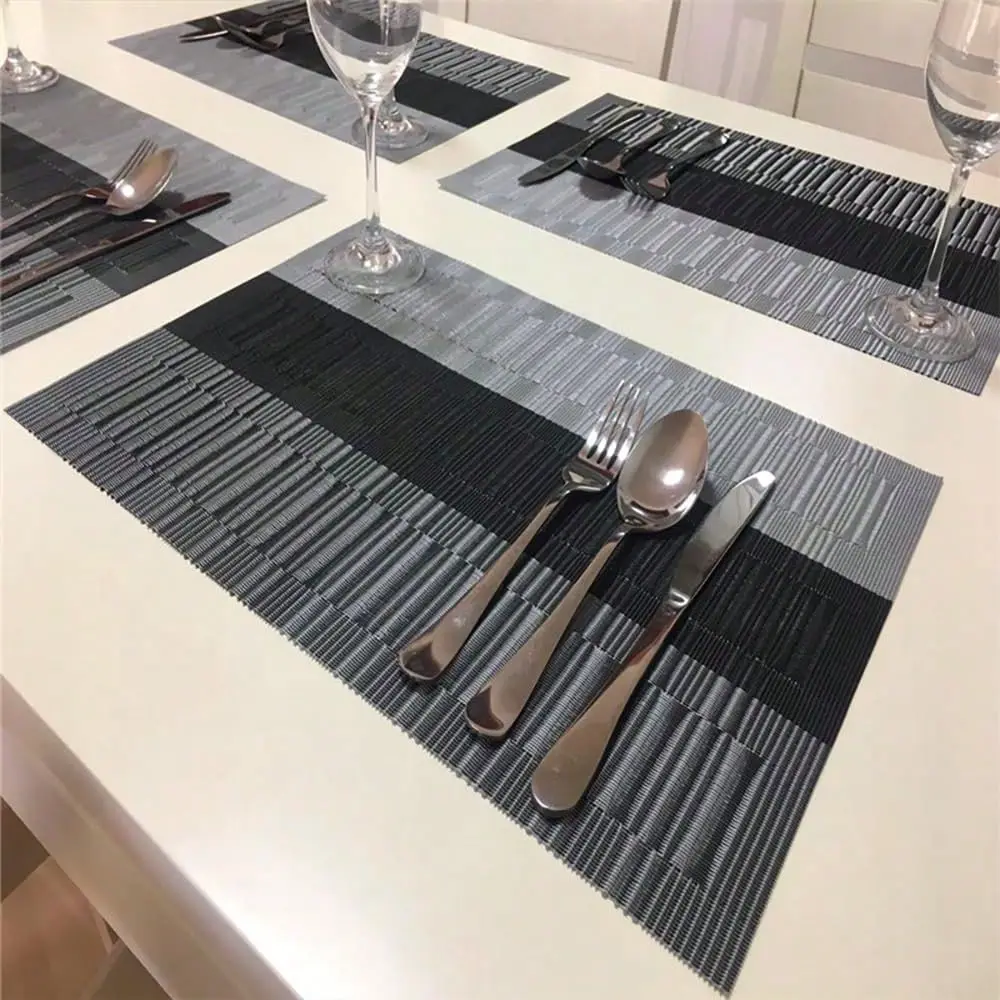 

Placemats Set Of 12 Washable Durable Kitchen Place Mats Easy To Clean Plastic Placemats For Dining Table Black,Black12pcsPlacem