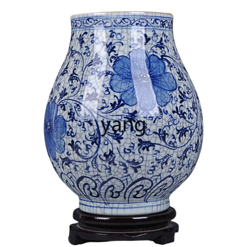 

LXL Jingdezhen Ceramics Hand-Painted Antique Blue and White Porcelain Vase Craft Home Ornament Furnishing