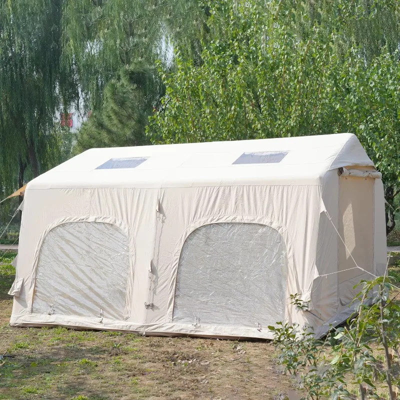 XMSJ Portable 13.68m Outdoor Waterproof Four Seasons Family Camping Tent Two Bedrooms 420D Oxford Cloth PVC Inflatable Design Qu