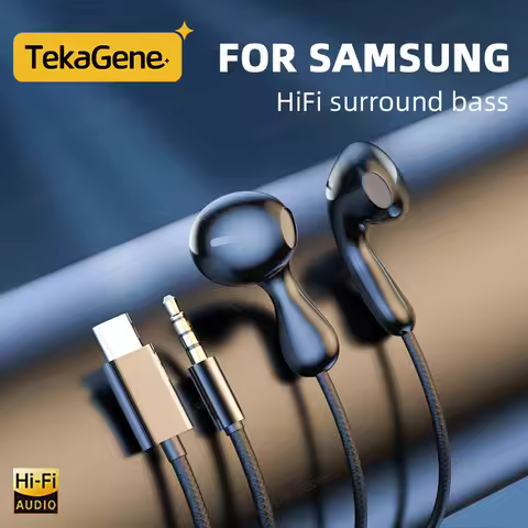For Samsung HiFi Headphones Bass Stereo Volume Control With Mic Type C 3.5mm Eadphones For Galaxy S24 S23 S22 S21 Ultra Note 20