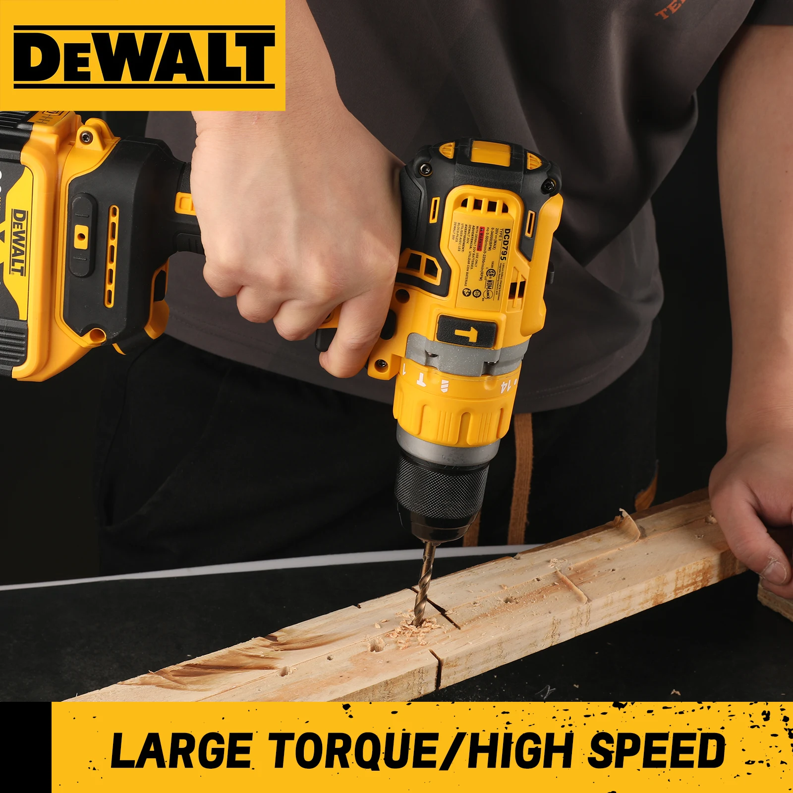 

DEWALT DCD795 Беспроводная бесщеточная электрическая дрель с литиевой батареей 20 В Перезаряжаемая компактная электрическая отвертка Ударная дрель