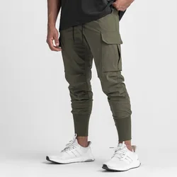 2024 Spring and Autumn New Men's Sports Casual Pants Fitness Thin Loose Fast Drying Elastic Woven Running Training Tight Pants