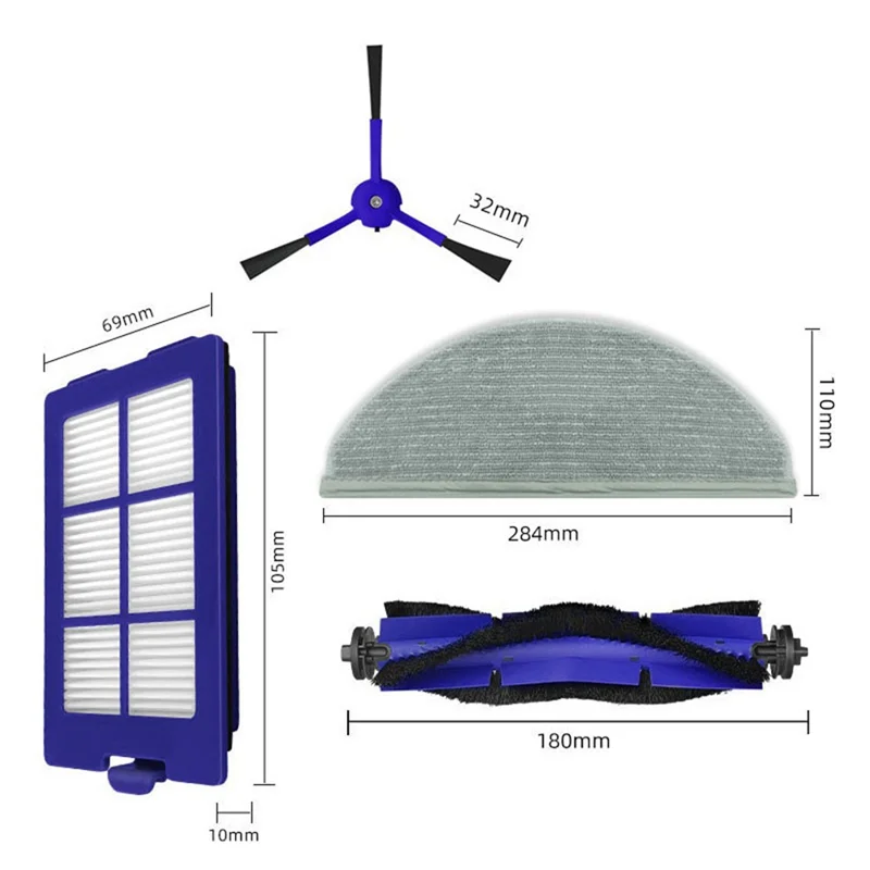 طقم ملحقات وسائد ممسحة فرشاة فلتر لروبوفاك ، قطع غيار مكنسة كهربائية روبوت ، مناسبة ليوفي روبوفاك X8