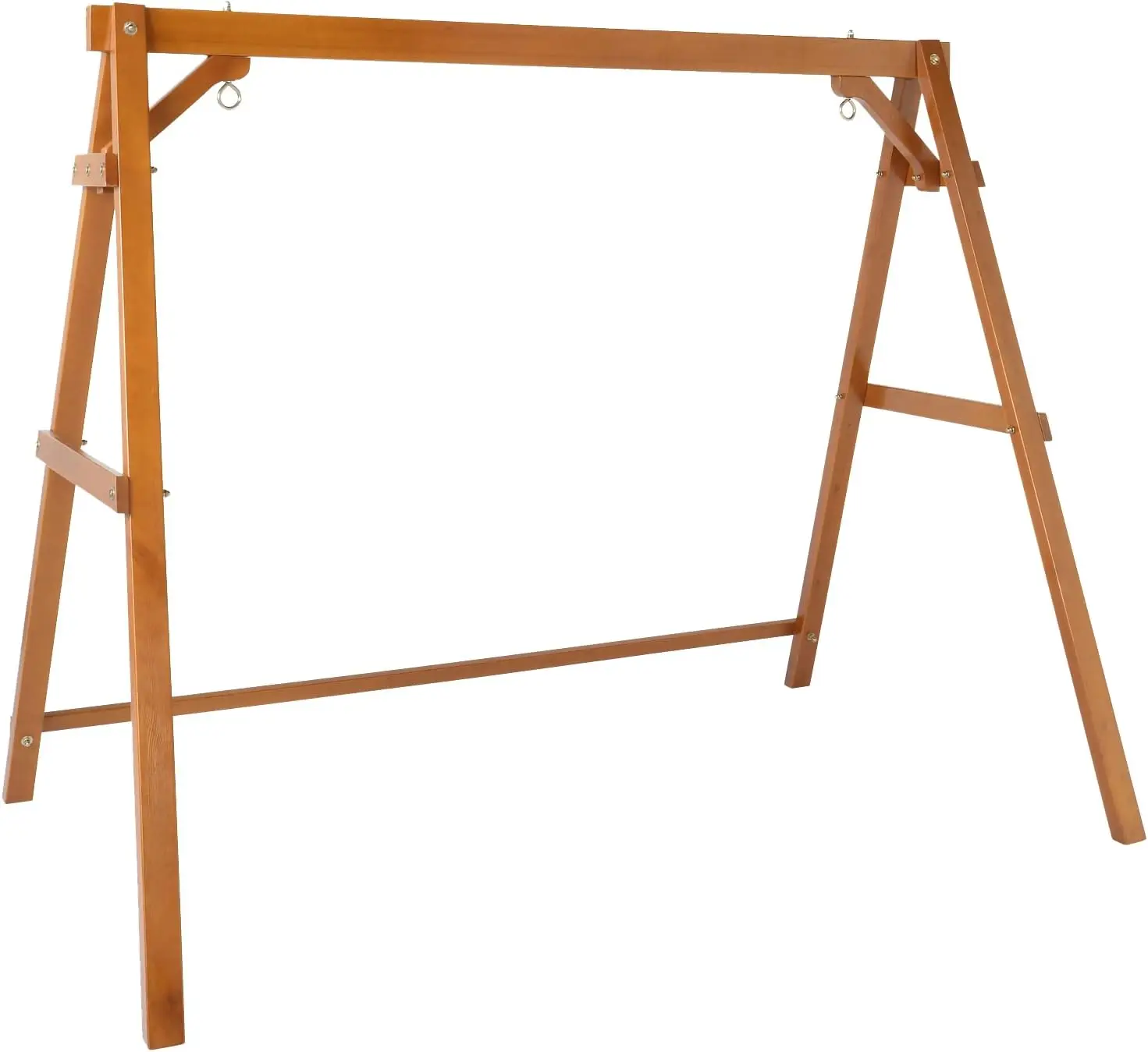 Heavy Duty 660 LBS Wooden Swing Frame with Extra Bottom Connection Board, Upgraded A-Frame Porch Swing Bench Stand