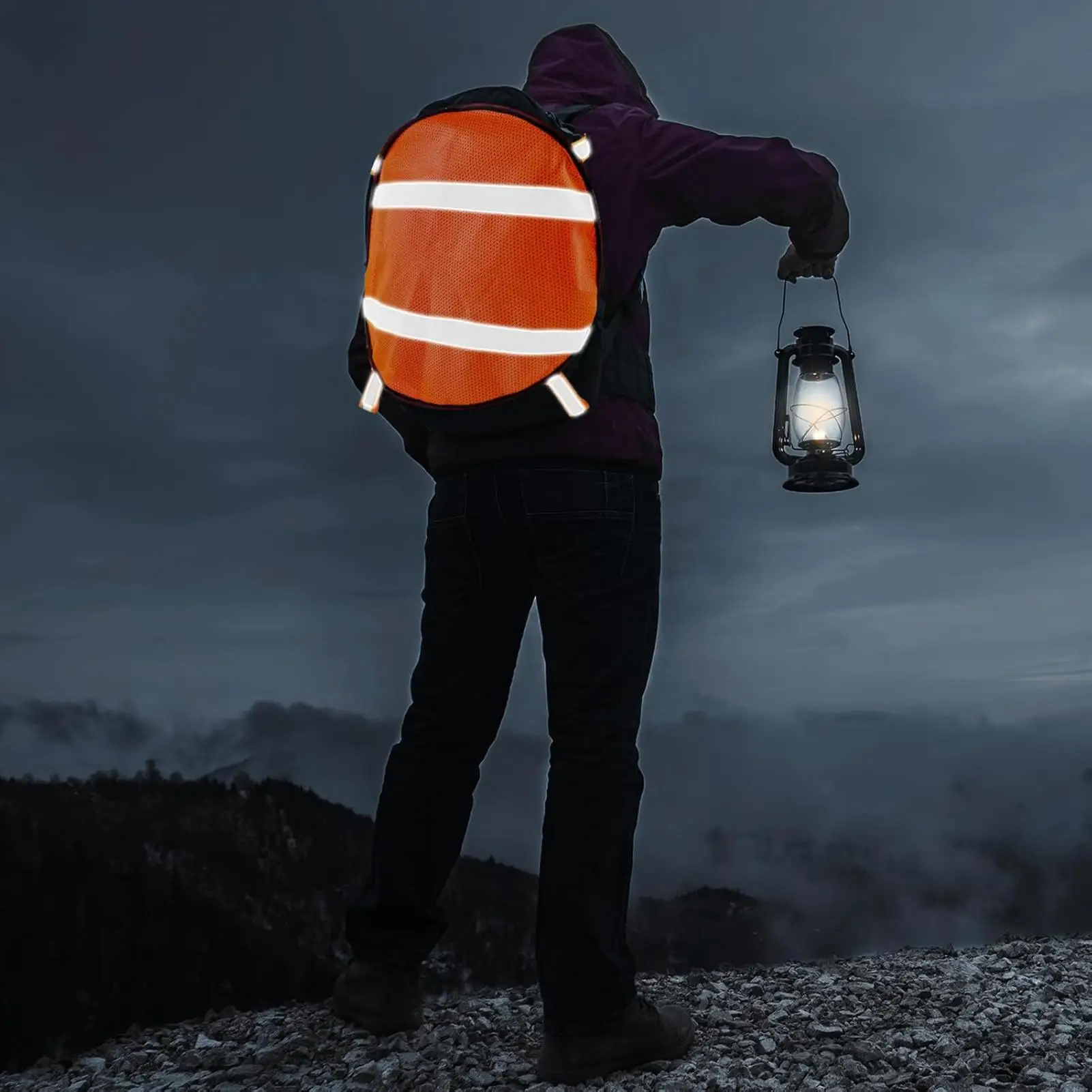 Mesh Safety Panel Orange Mesh Safety Panel With Reflective Strips 4 Pieces High Visibility Cover For Sport Gear Backpacks Hiking
