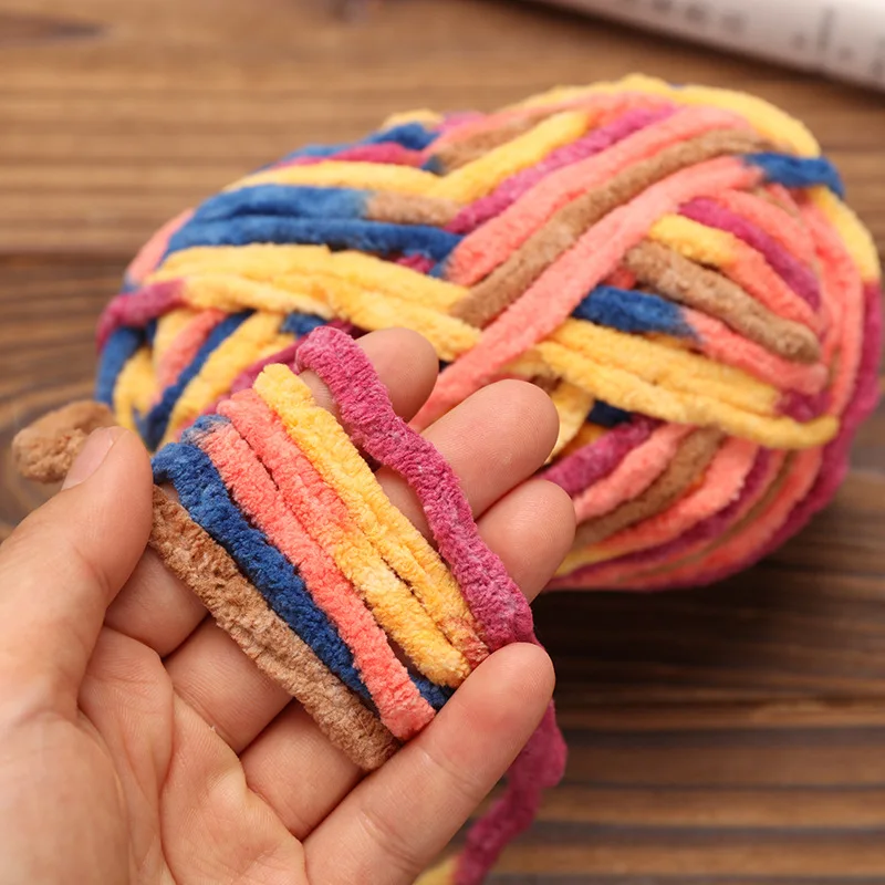 100g Dyed Fine Ice Strip Yarn Ball Gold Velvet Hand Woven DIY Doll Sweater Hook Slippers Cushion Woven Scarf Blanket