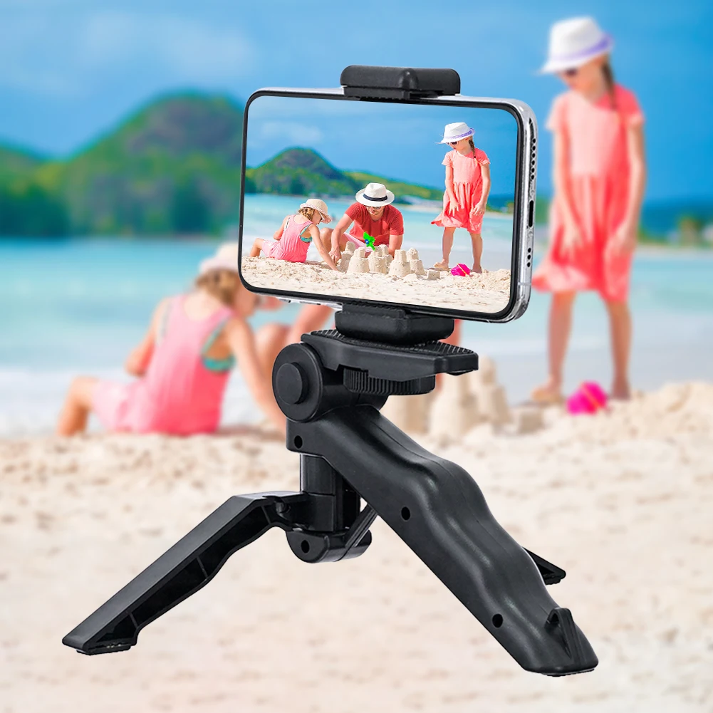 Portable Tripod with Clip Tabletop Tripod Flexible Action Camera Holder Tripod 360 Degree Rotation for Smart Phone Action Camera