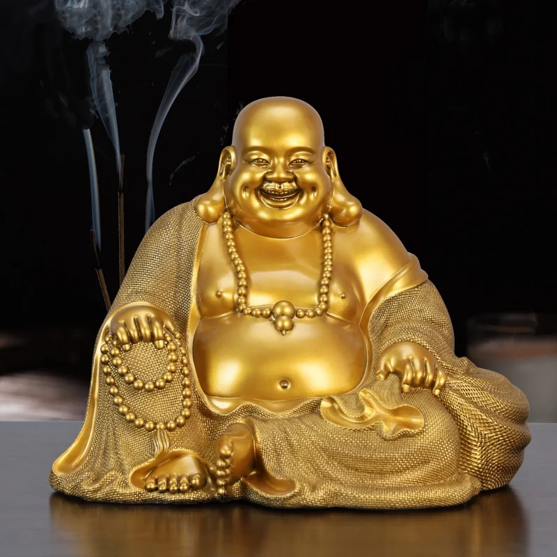 

Будда Майтрейи, украшение из смолы, золотой живот, улыбающееся лицо, статуя Будды, фэн-шуй, благоприятная статуя, украшение для домашнего предложение