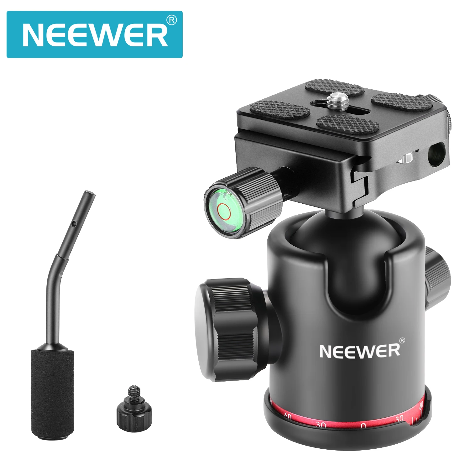 Neewer Heavy Duty Camera Tripod Ball Head with Handle and 1/4 inch Quick Shoe Plate, 360 Degree Panoramic Head for Tripod