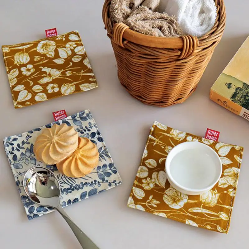 2/4/6PCS Exquisite Craftsmanship Double Coaster National Tide Style Drinking Utensils Table Accessories Tea Cup Mat Printing