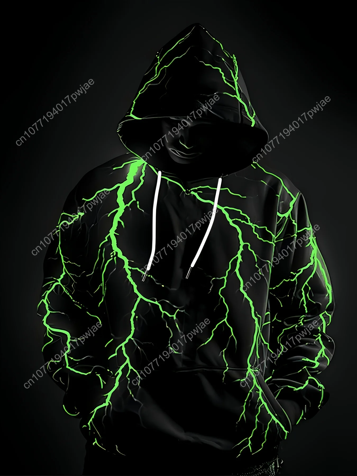 Men's Hoodie with Neon Pink Lightning Bolt - Stretchy Knit Pullover Sweatshirt for Gym, Streetwear & Everyday - Adjustable Hoodi