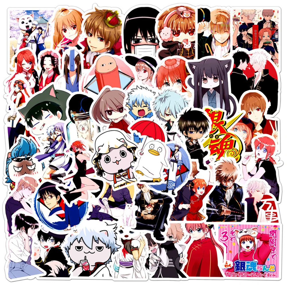 10/30/50pcs Cool Gintoki Gintama Anime Stickers Kagura Okita Sougo Sticker Skateboard Motorcycle Wall Suitcase Tsukuyo Decal Toy