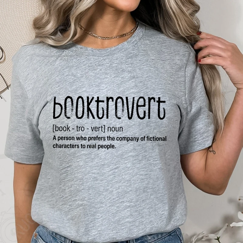 Booktrovert Book Lover Shirt for Women Classic Literature T-shirts Bookish Girl Tshirts Bookworm Tee Clothing Gift for Librarian