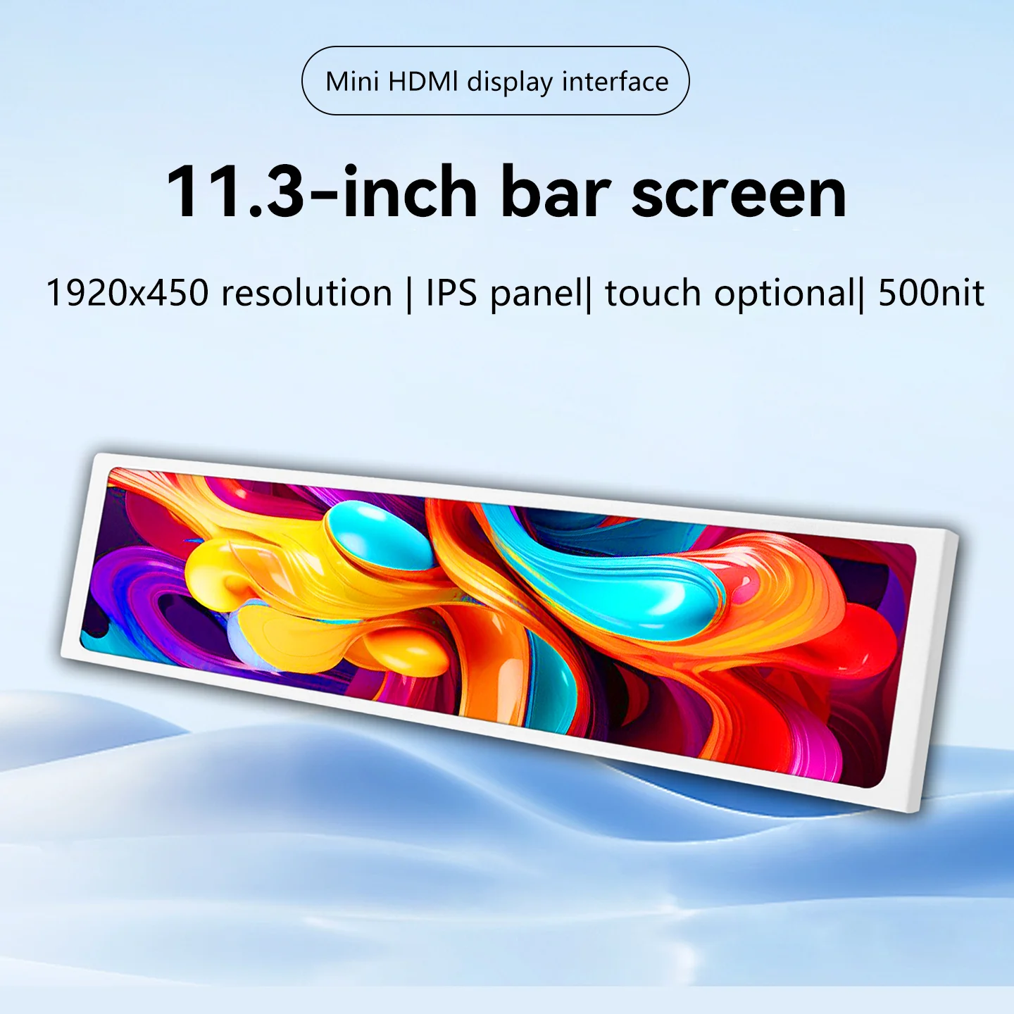 11.3 Inch Mini Portable Monitor IPS Long Screen VESA Compatible Mini HDMI USBC Small Size Strip Screen Housing Built-in Screen