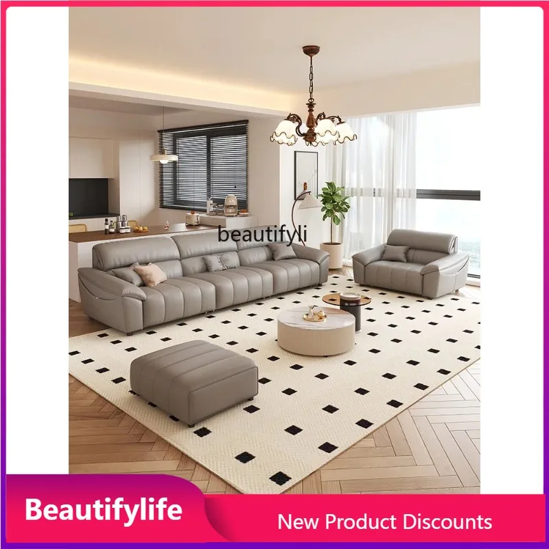 

V3286 Кожаный многофункциональный электрический выдвижной диван-кровать двойного назначения, регулируемый прямой ряд, небольшая квартира для трех человек