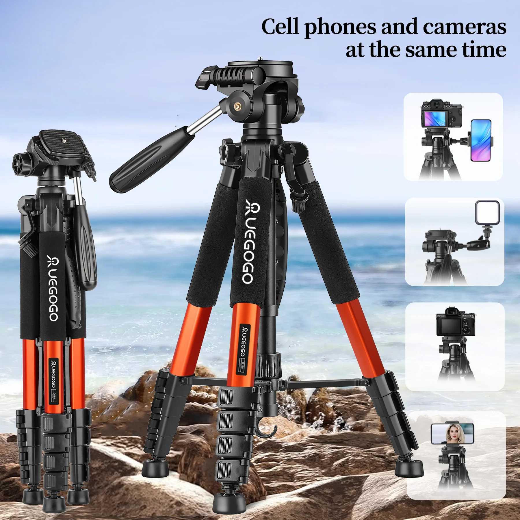 UEGOGO Camera Tripod, Tripod for Camera and Phone for Canon Nikon with Carry Bag, Compatible with DSLR, iPhone, Spotting Scope