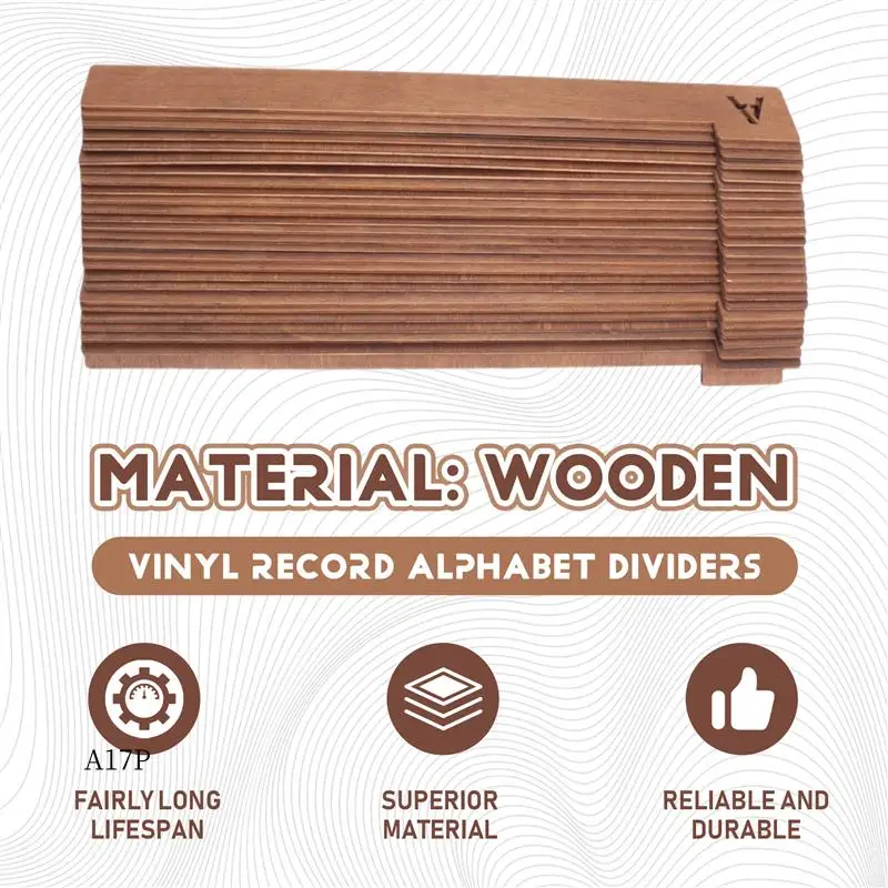 

AP-26 Pcs Vinyl Record Dividers Wooden Record Dividers Alphabetical A-Z Vinyl Record Storage Dividers Record Holder