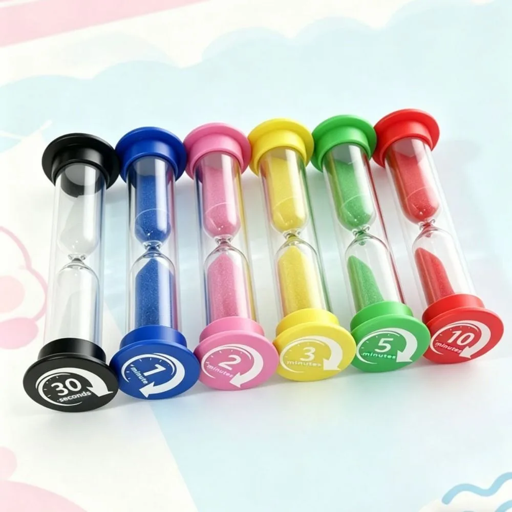 Multiple Durations Sand Timer 30 Second 1/2/3/5/10 Minutes Hourglass Timer Plastic Multicolor Plastic Hourglass Home Use