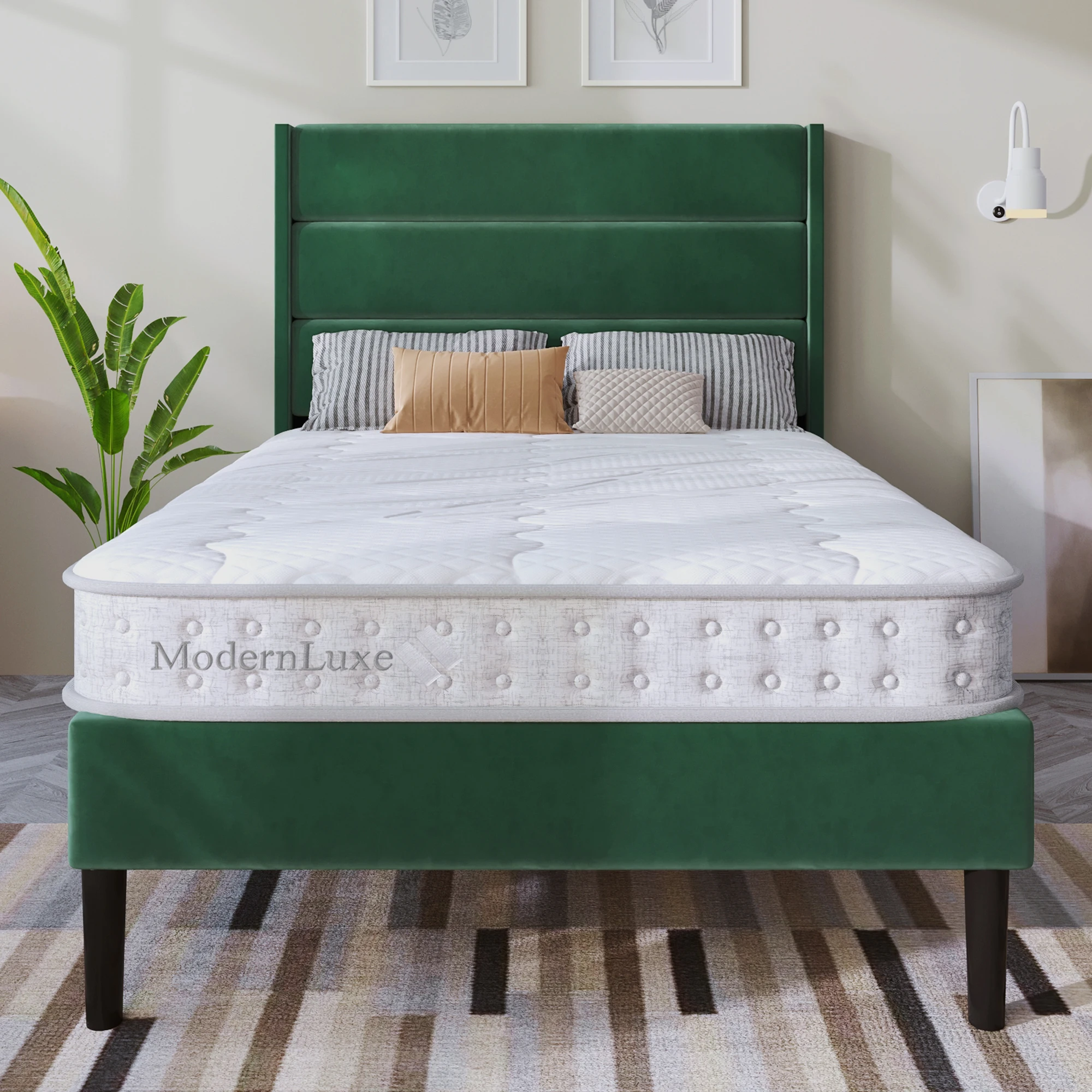 Matelas en mousse à mémoire de forme à ressorts ensachés KOMHTOM H3, 15 cm de hauteur, 7 zones |   Orthopédique, respirant et hypoallergénique, certifié OEKO-TEX