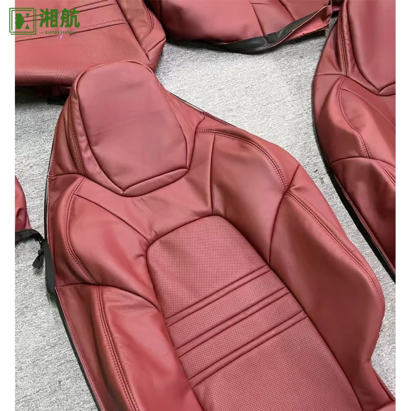 

Suitable for Porsche Cayenne Macan Panamera Custom Fit Car Accessories Seat Covers Full Set Middle Perforated Genuine Leather