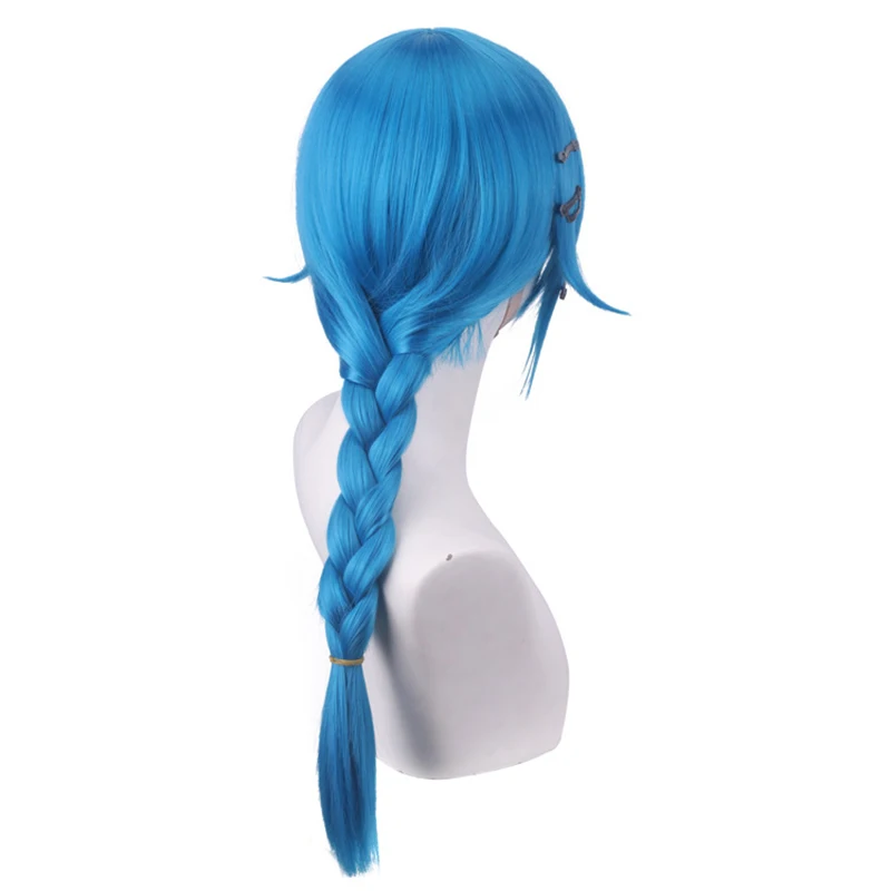 Arcane Jinx Blue Braid Pruik Cosplay Kostuum Hittebestendig Synthetisch Haar Jinx Juveniele Vrouwen Party Pruiken