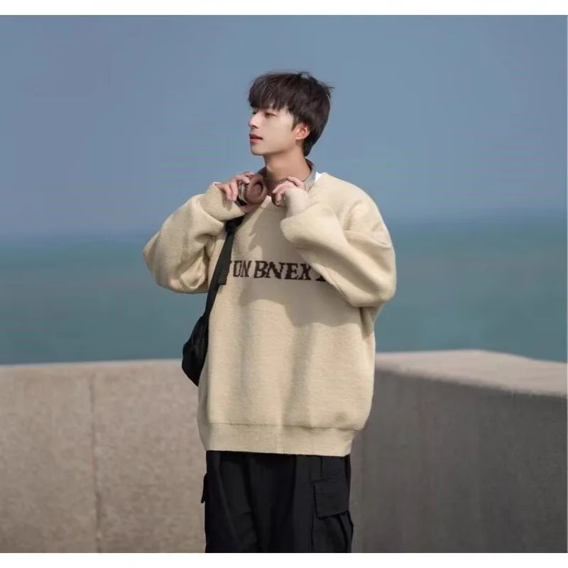 China-Chic Vintage Pullover Sweater Loose Casual Thickened Warm Knit in Autumn and Winter