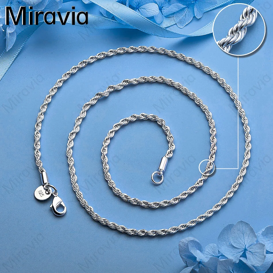 

Miravia 925 Sterling Silver 3mm Twist Necklace Unique Gift All-Match Party Woman Jewelry