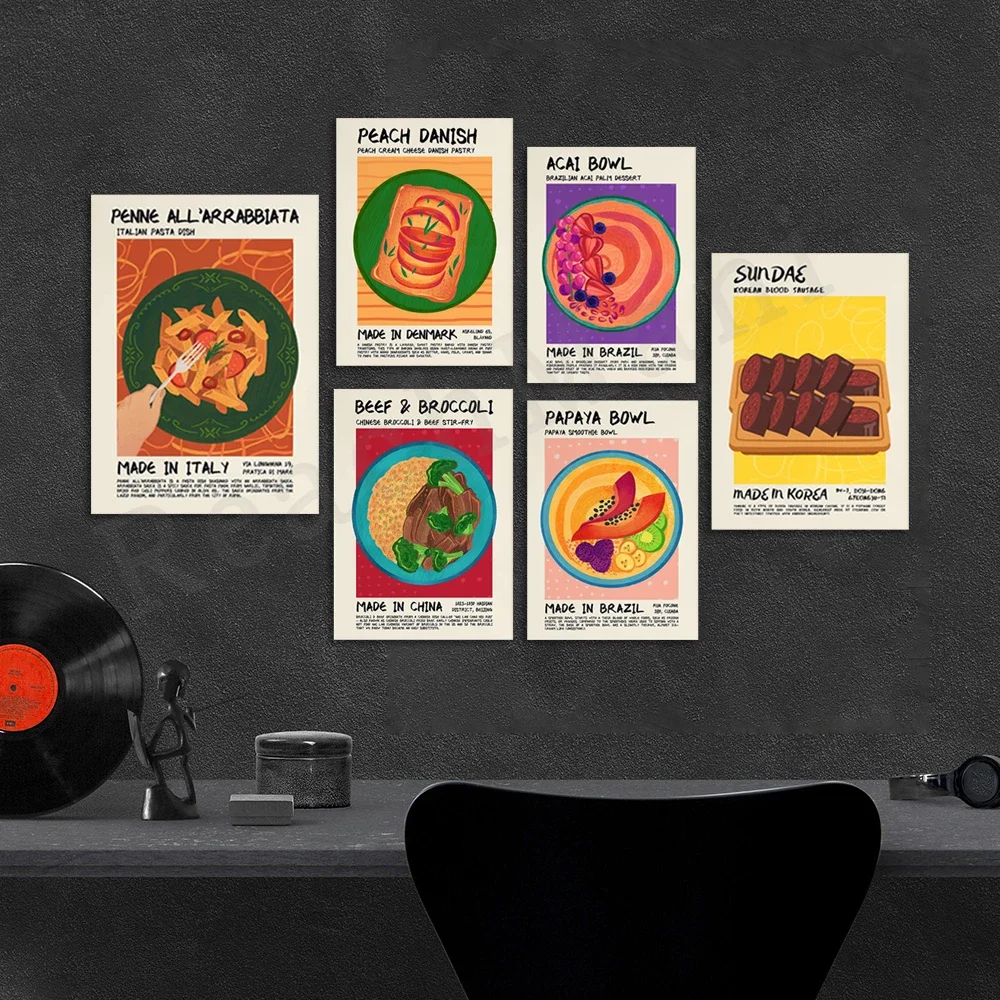 معكرونة، معجنات الدنماركية الخوخية، سوزو، لحم البقر، البقري، وعاء عصير التوت، الحلوى، نقانق الدم، ملصق الطعام الآسيوي الكوري