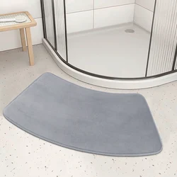 1pc Curved Bath Floor Mat Bathroom Solid soft Carpet Non-slip Shower Rug quick dry Absorbent Foot Mat Toilet Bath Mat